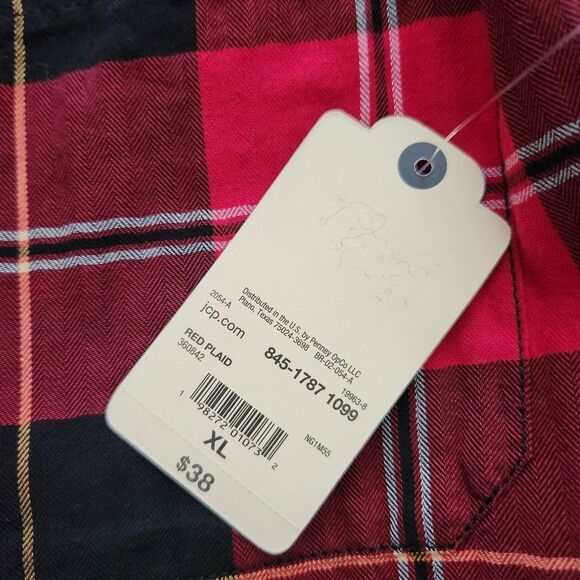 St. John's Bay Womens Classic Fit Plaid Red and Black Button Front Shirt Size XL - Picture 5 of 5